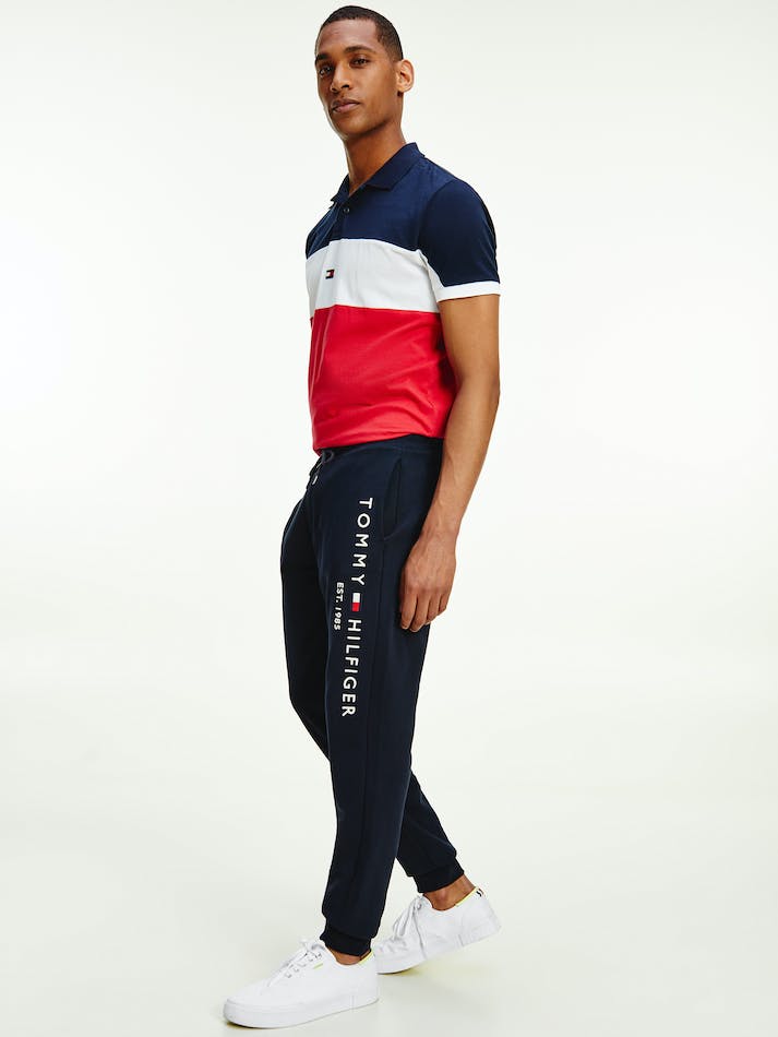 Tommy Hilfiger Branded Leg Organic Men's Jogger Blue | Phwy3HYRLzPM