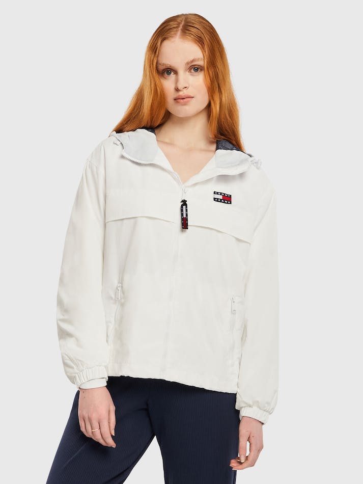 Tommy Jeans Chicago Hooded Women's Windbreaker White | 47n2M4mFdAkY