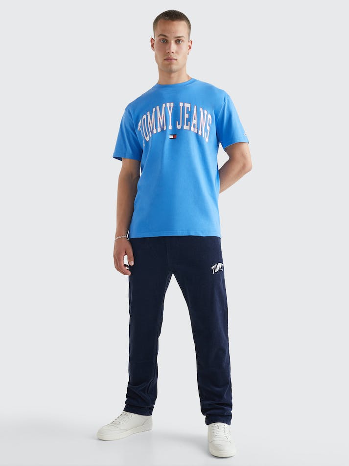 Tommy Jeans College Logo Men's T Shirts Blue | 0AGGJYwNfT0H