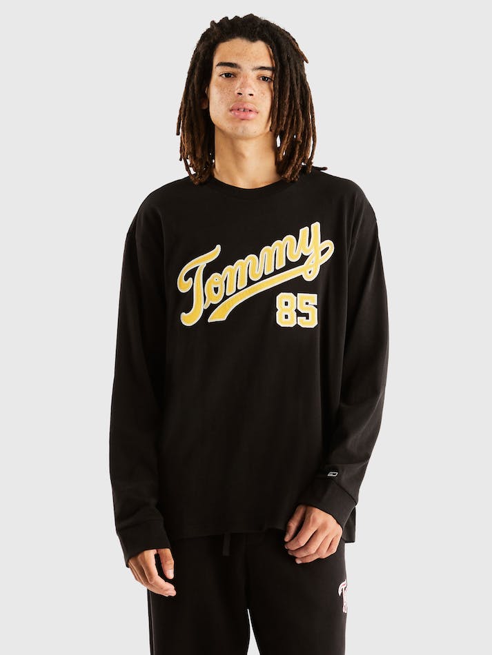 Tommy Jeans Collegiate Skate Men's T Shirts Black | e9g9X0yBD5G2