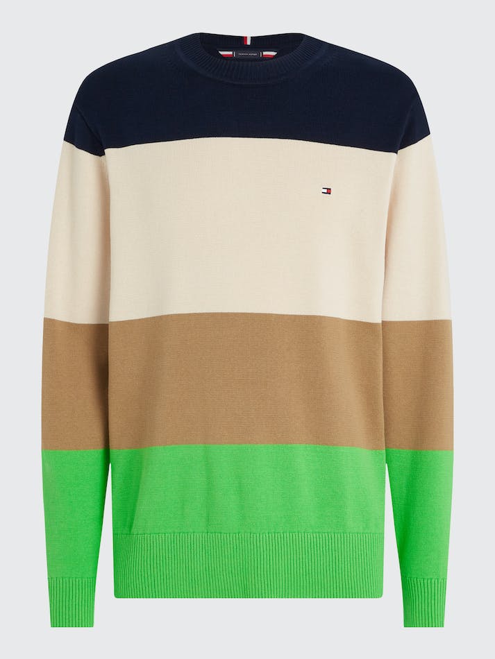 Tommy Hilfiger Colour-Blocked Round Neck Men's Jumpers Blue | Ffujat6W2U1z