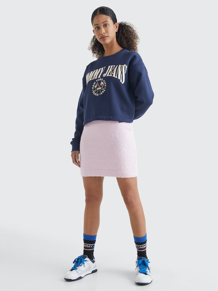 Tommy Jeans Cropped Relaxed Fit Logo Women's Sweatshirt Navy | 270u3lHQgAhA