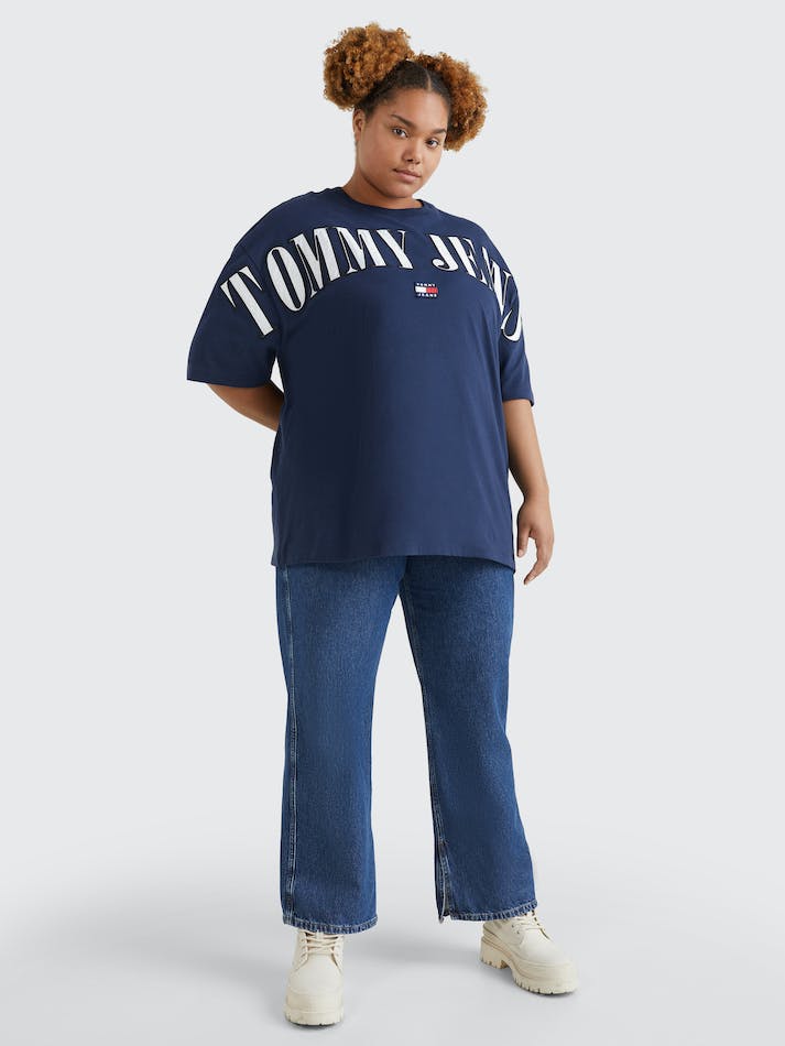 Tommy Jeans Curve Archive Oversized Women's T Shirts Navy | yjFzF9LHdqqU