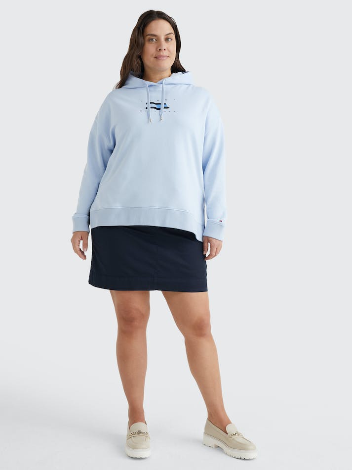 Tommy Hilfiger Curve Flag Detail Women's Sweatshirt Blue | 9jde2fiOeD48