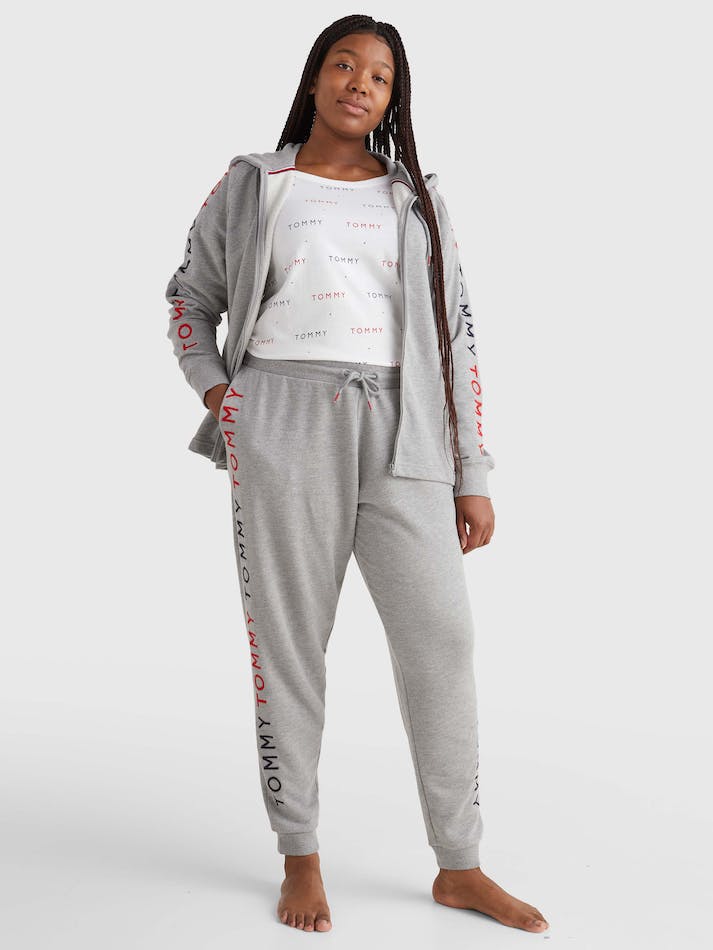 Tommy Hilfiger Curve Logo Embroidery Women's Jogger Grey | 2djYdLCy3com