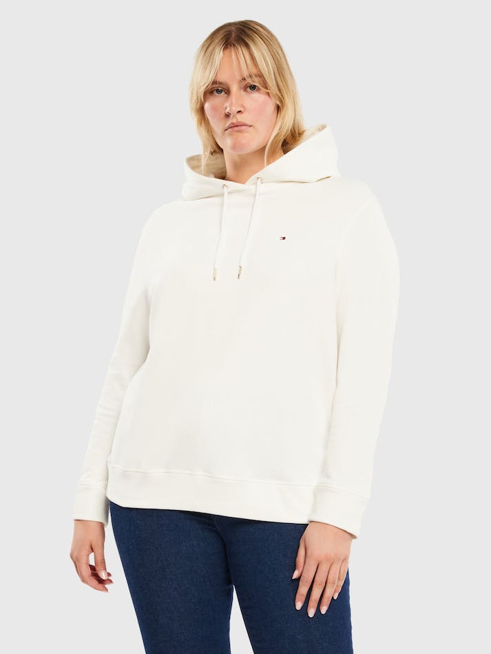 Tommy Hilfiger Curve Regular Women's Hoodie White | nJRGy8FtCEB8