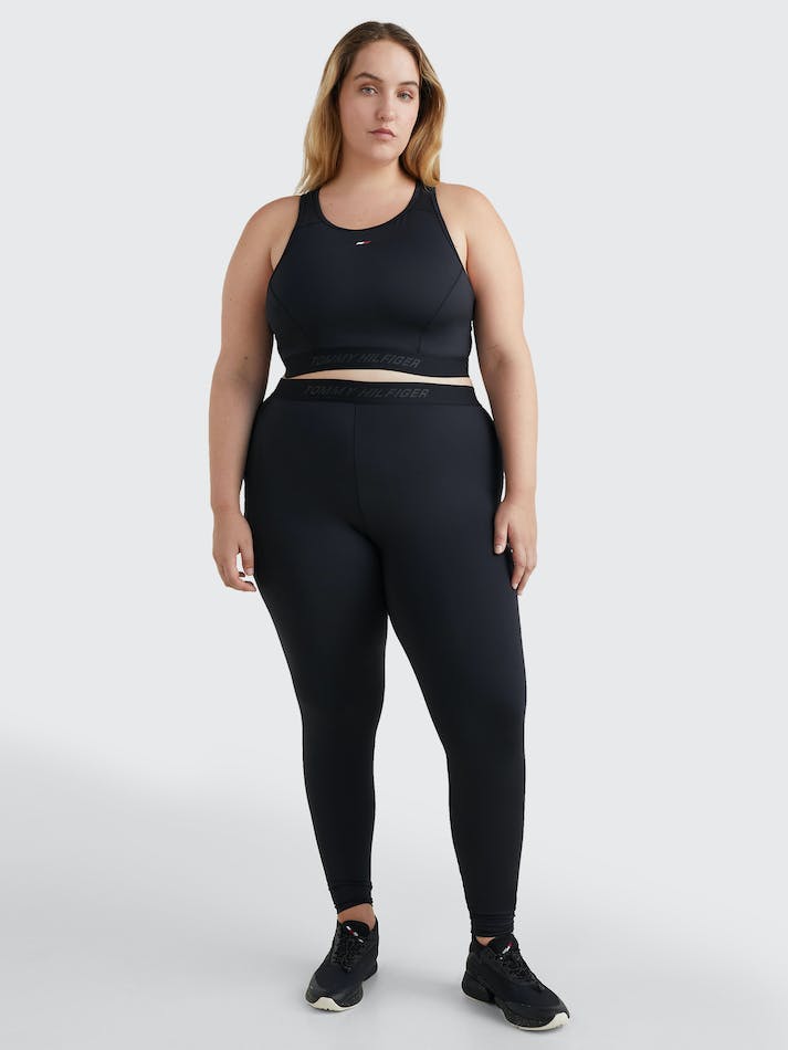 Tommy Hilfiger Curve Sport Logo Waistband Full-Length Women's Leggings Black | jycZVl4vy9ll