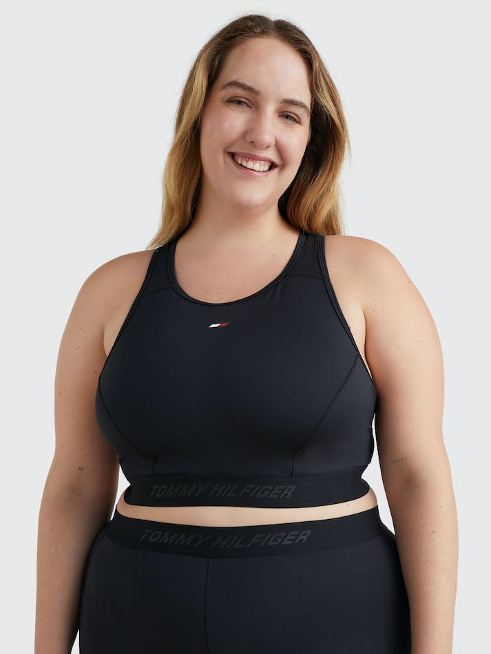 Tommy Hilfiger Curve Sport Medium Support High Neck Women's Underwear Black | hxZRvSbpOlId