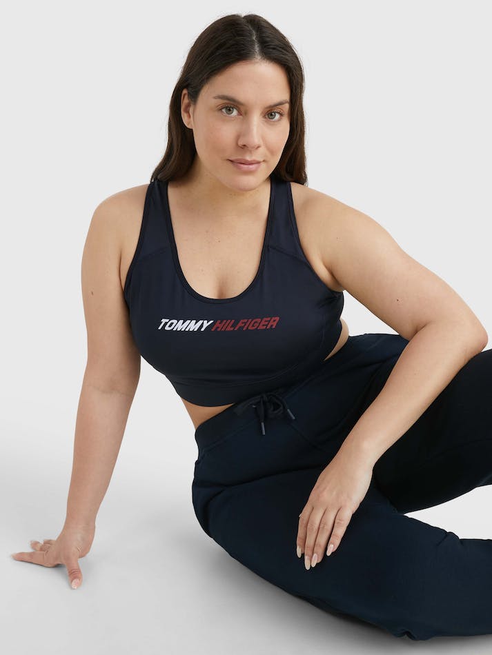 Tommy Hilfiger Curve Sport Medium Support Logo Sports Women's Underwear Blue | wv71ioIGuEZl