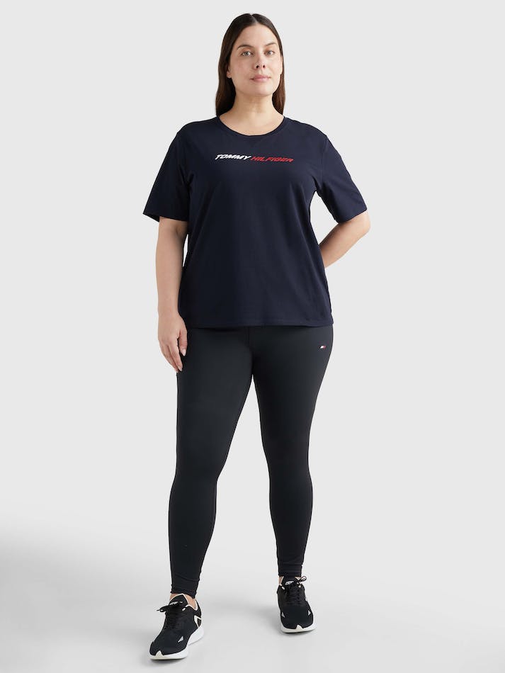 Tommy Hilfiger Curve Sport Moisture Wicking Women's T Shirts Blue | ZZ9YkJPKsTsY