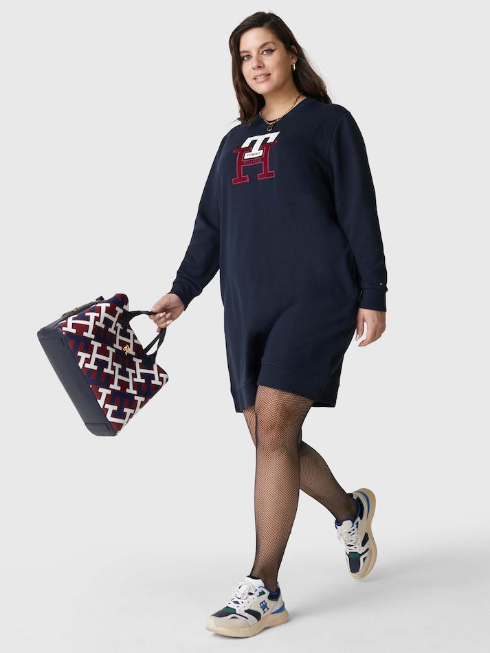 Tommy Hilfiger Curve Th Monogram Jumper Women's Dress Blue | IgPfo6kuauz4