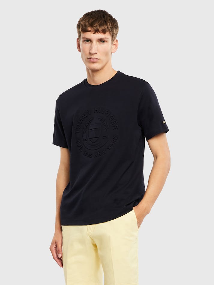 Tommy Hilfiger Diwali Embossed Men's T Shirts Blue | k9geYusuXQva