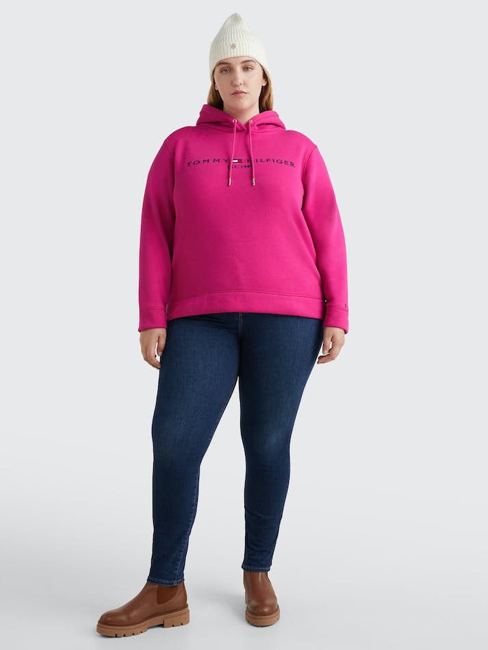 Tommy Hilfiger Essential Curve Logo Women's Hoodie Pink | AXJoFjVa7P9u