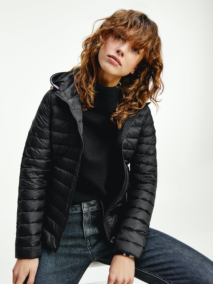 Tommy Hilfiger Essential Down-Filled Quilted Hooded Women's Jackets Black | Lcdrn2URcqJl