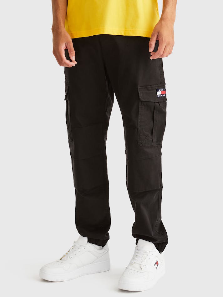 Tommy Jeans Ethan Washed Twill Men's Cargo Pants Black | KqfyM53ifVYl