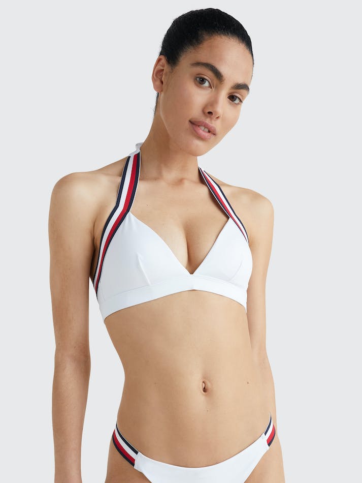 Tommy Hilfiger Fixed Triangle Bikini Women's Swimwear White | SgyjPnfxmLD2