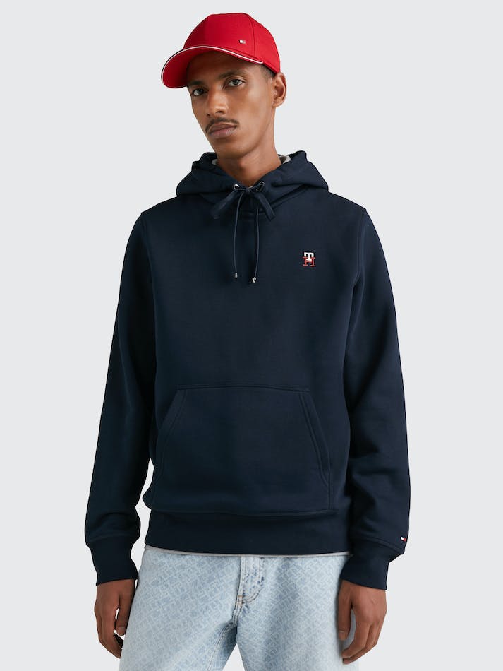 Tommy Hilfiger Fleece Monogram Men's Hoodie Blue | ocrrnFmNuzRL