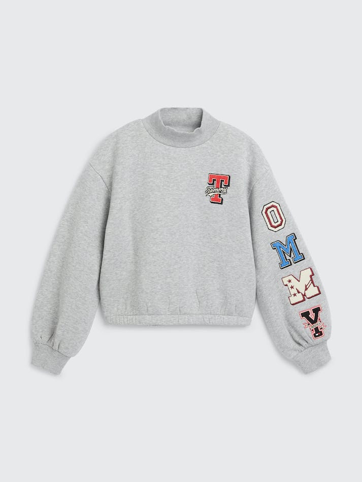 Tommy Hilfiger Girls 8-16 Mock Turtleneck Badge Kids' Sweatshirt Light Grey | zZWQLk1j6IoQ