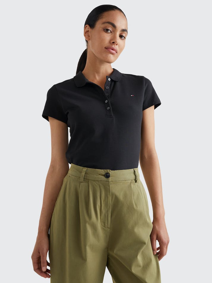 Tommy Hilfiger Heritage Slim Fit Polo Women's Polo Shirts Black | Vl2XrYcG4pkT