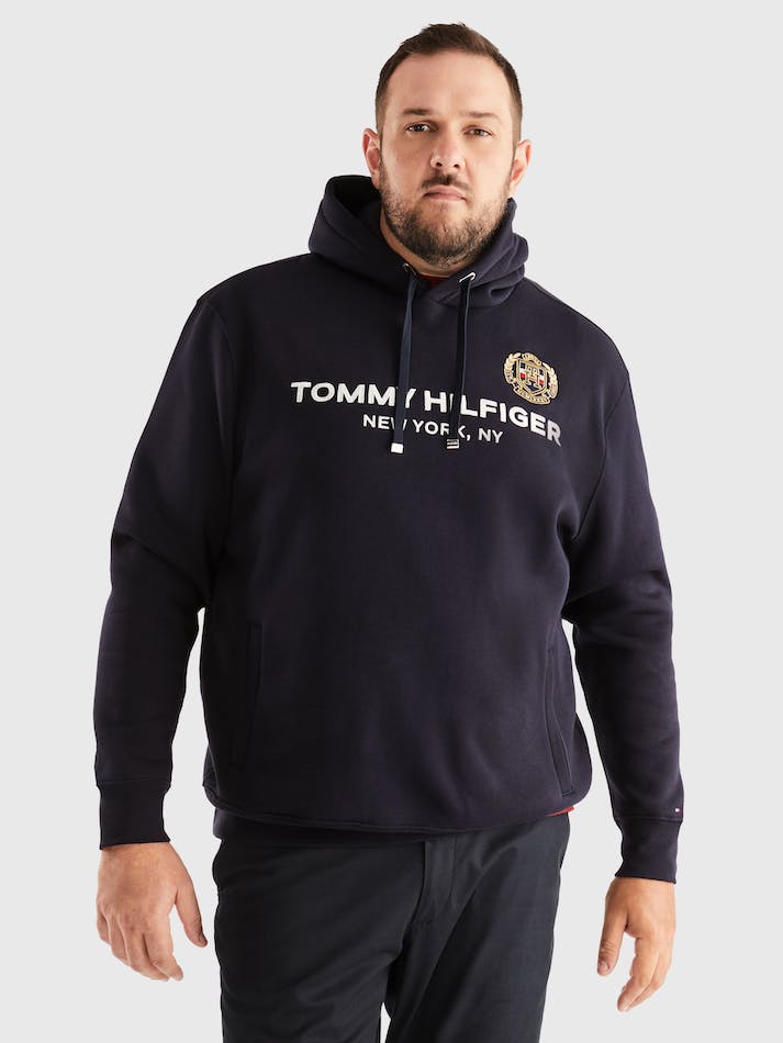 Tommy Hilfiger Icon Stack Crest Men's Hoodie Blue | A2IktA18QwP4