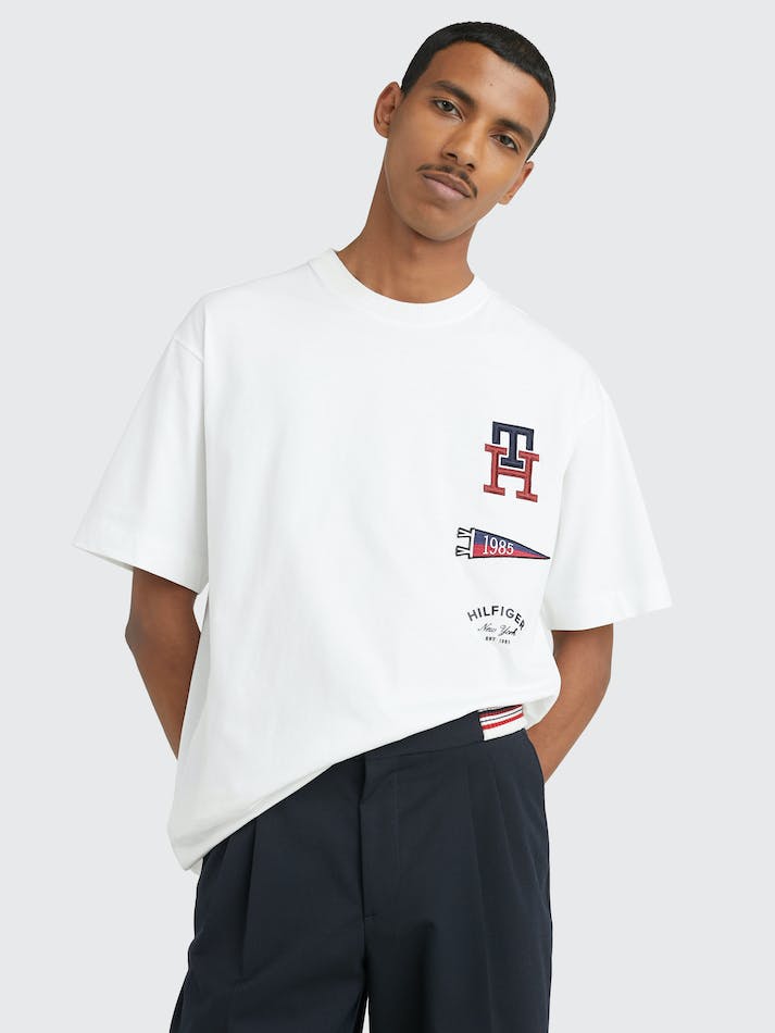 Tommy Hilfiger Icons Archive Fit Logo Men's T Shirts White | XQWArfXDmTJQ