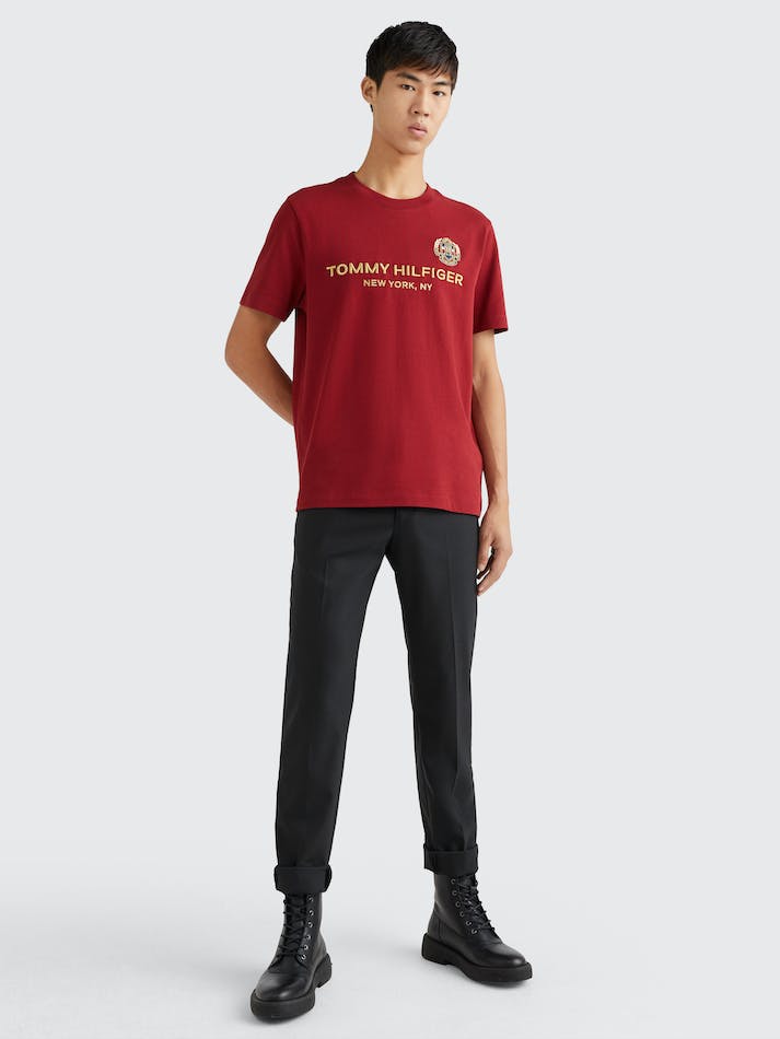 Tommy Hilfiger Icons Crest Men's T Shirts Red | qMl72nfNukTx