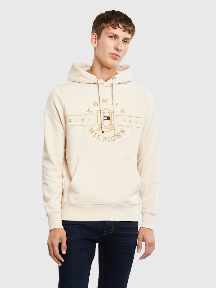 Tommy Hilfiger Icons Logo Men's Hoodie White | zhUp36mMt9VX