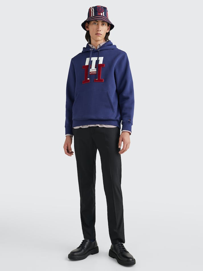 Tommy Hilfiger Icons Monogram Casual Fit Men's Hoodie Navy | 3W6sDQdi5mQy