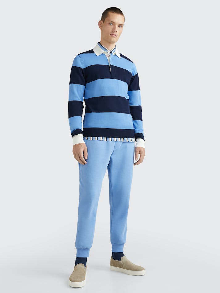 Tommy Hilfiger Knitted Stripe Rugby Men's Shirts Blue / Blue / White | M9hpnxAAWozk