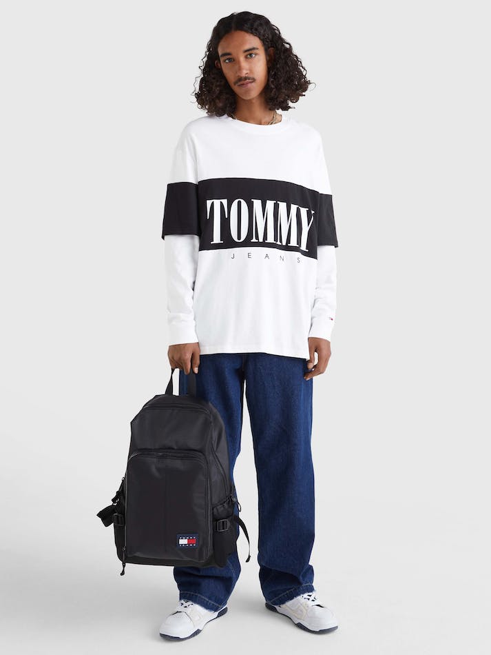 Tommy Jeans Layered Long Sleeve Skater Fit Men's T Shirts White | dcbF8eEIZkha