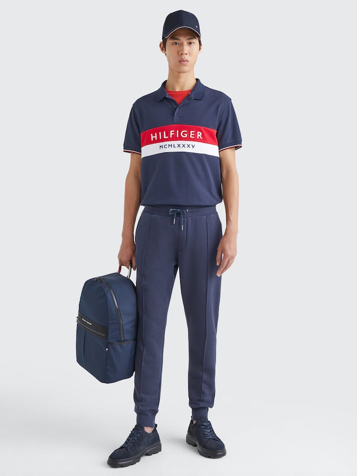 Tommy Hilfiger Logo Embroidery Regular Fit Men's Polo Shirts Blue | bhZLdxSYACPo