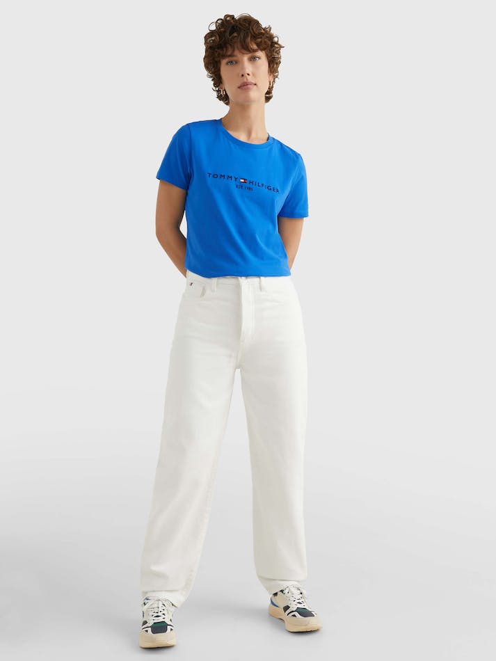 Tommy Hilfiger Logo Regular Fit Women's T Shirts Blue | wloft0qQcNui