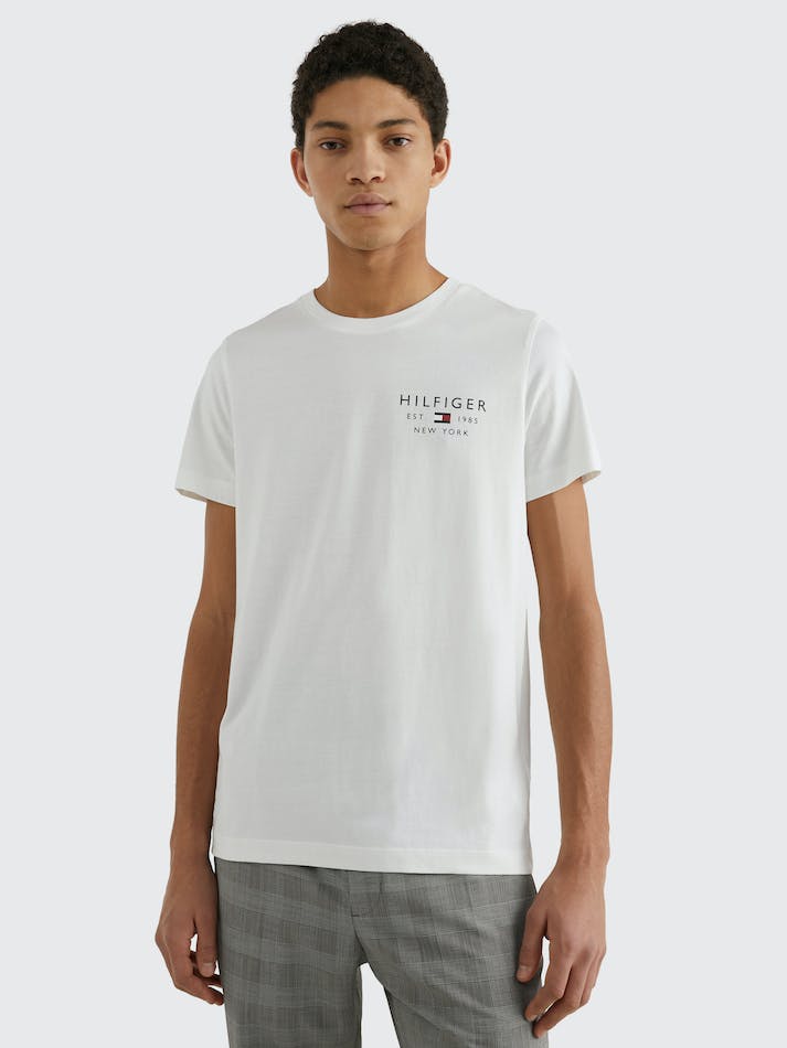 Tommy Hilfiger Logo Slim Fit Men's T Shirts White | v2a9NCRR6wJz