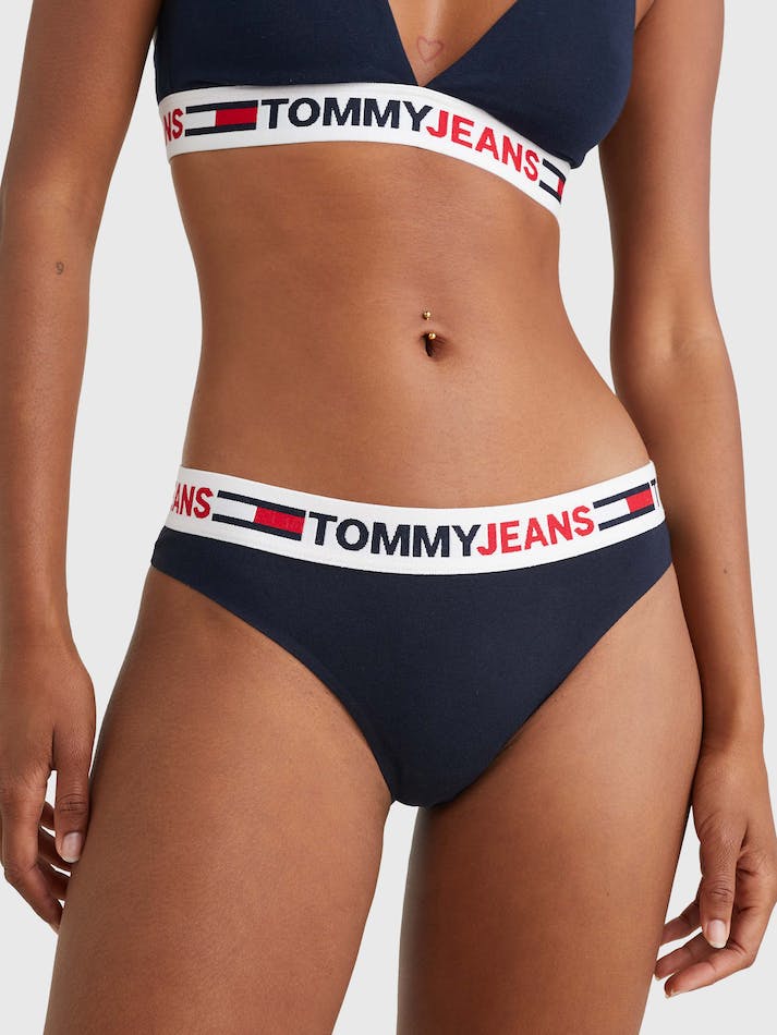 Tommy Hilfiger Logo Waistband Brazilian Women's Underwear Blue | PL1xQ55DkJ4c