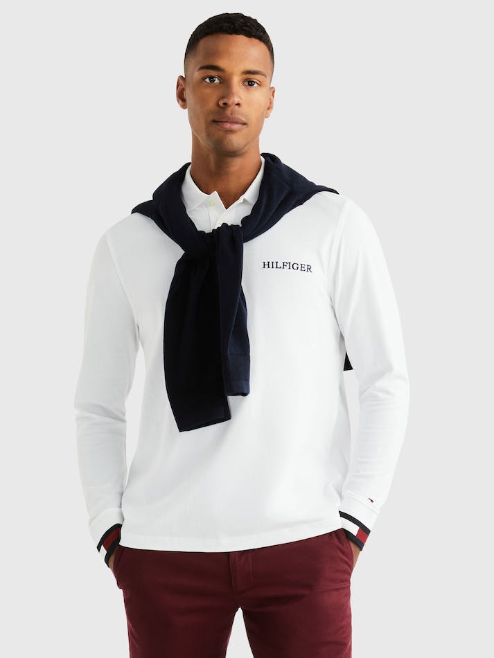 Tommy Hilfiger Long Sleeve Regular Fit Men's Polo Shirts White | ZqCUveYzC5aD