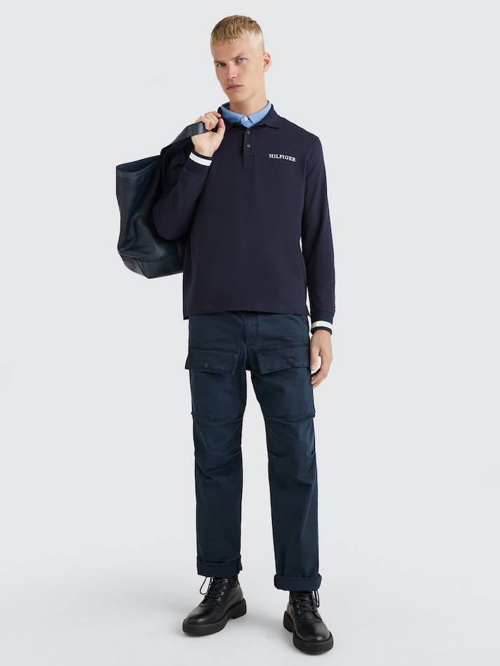 Tommy Hilfiger Long Sleeve Regular Fit Men's Polo Shirts Blue | aAKypHHIuSiE