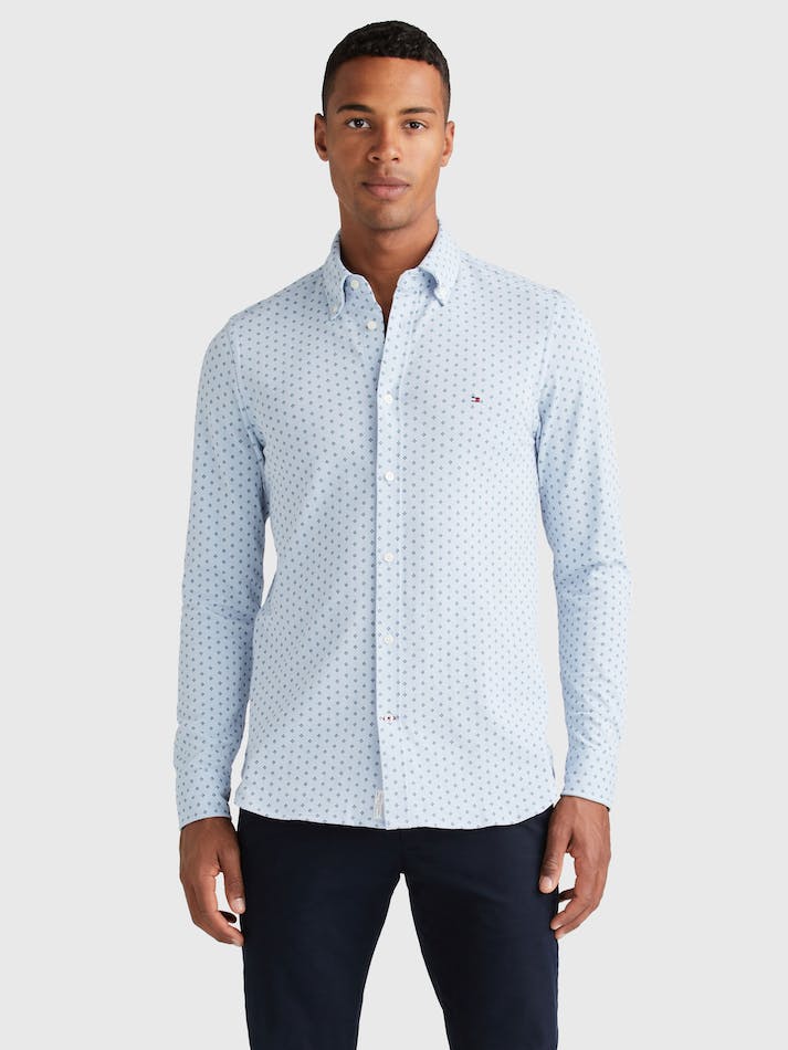 Tommy Hilfiger Micro Print Slim Fit Men's Shirts Blue / Multicolor | IlTR48rsPqht