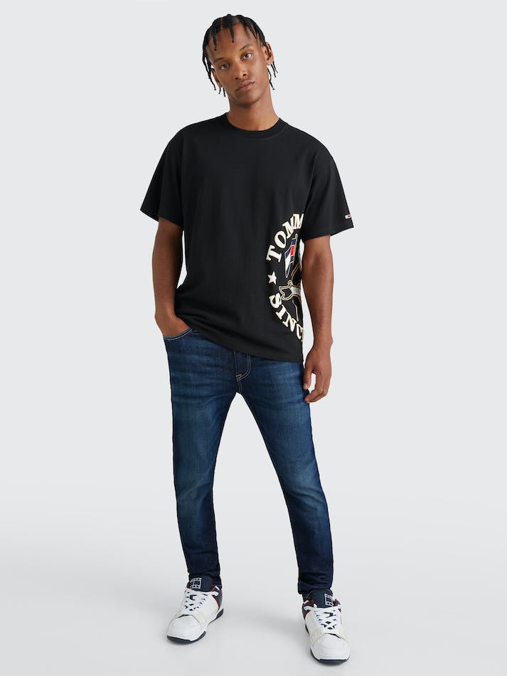 Tommy Jeans Modern Side Logo Relaxed Men's T Shirts Black | 7aB019yZKEzp