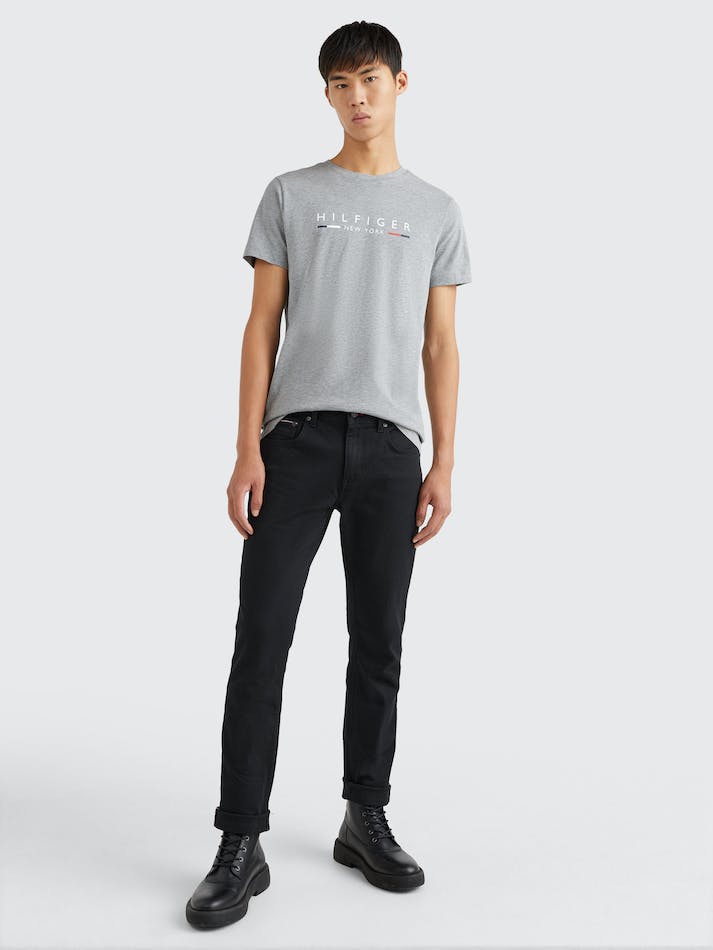 Tommy Hilfiger NYC Logo Slim Fit Men's T Shirts Grey | nDdoJJkhBwYE