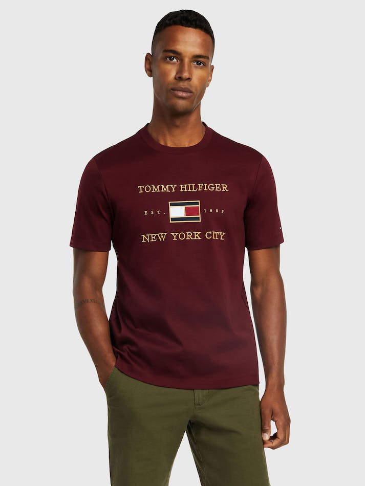 Tommy Hilfiger New Icon Men's T Shirts Dark Red | Rp20Q4oU7YUY