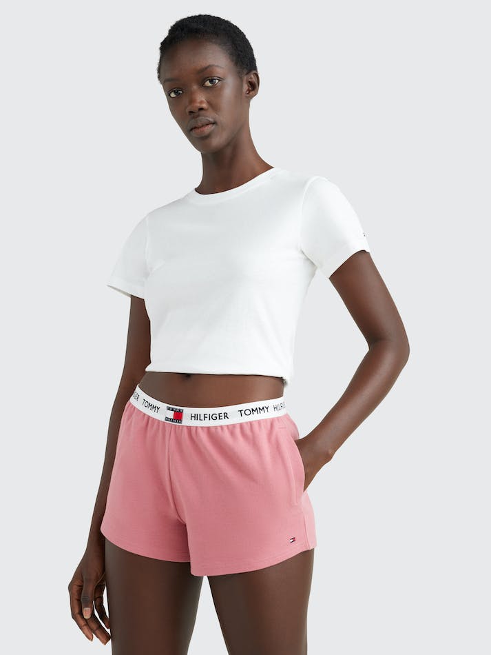 Tommy Hilfiger Organic Cotton Flag Women's Shorts Pink | wUrbvWIXU2km