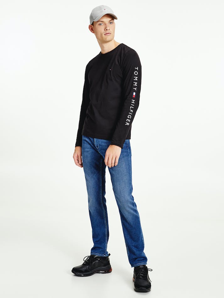 Tommy Hilfiger Organic Jersey Logo Long Men's T Shirts Black | J7Cc0OjGiujg