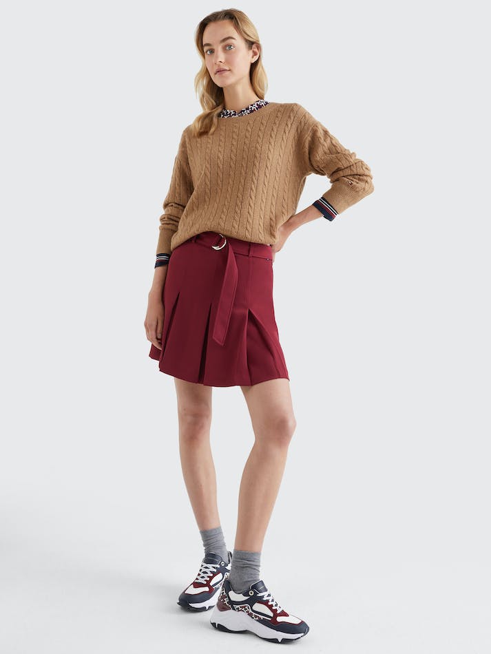 Tommy Hilfiger Pleated Flare Mini Women's Skirts Dark Red | mlEo12qAdGAR