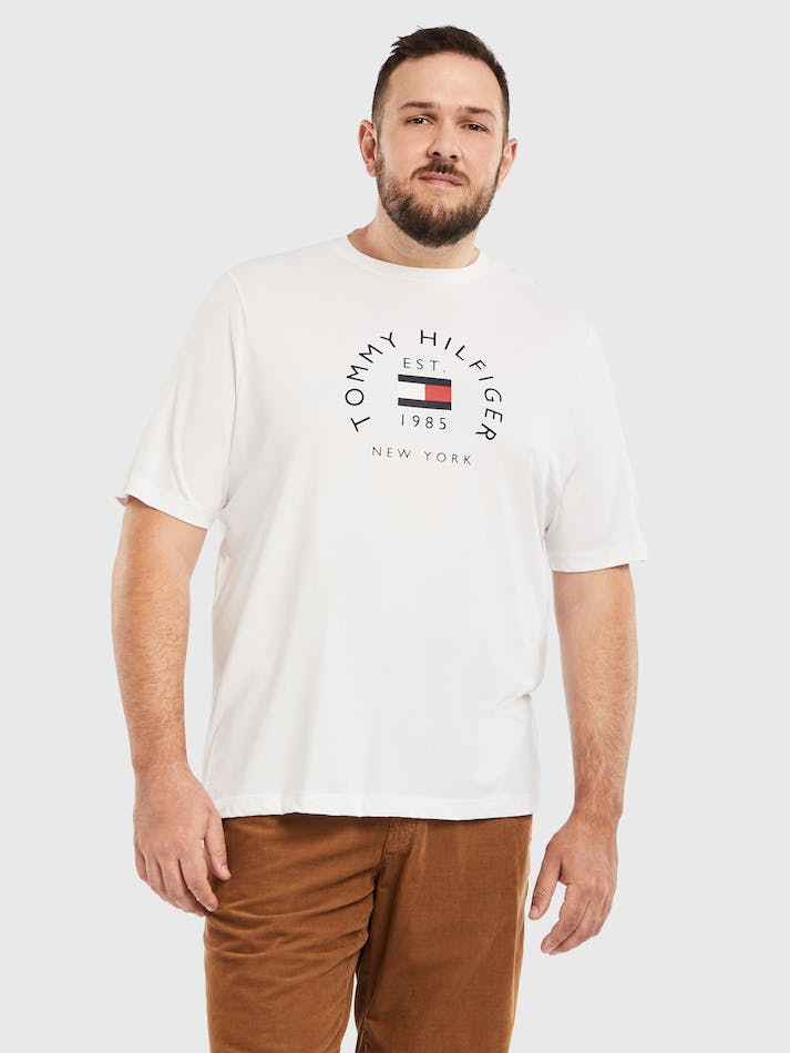 Tommy Hilfiger Plus Hilfiger Flag Slim Men's T Shirts White | BTSBTB7Xm54K