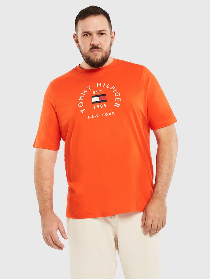 Tommy Hilfiger Plus Hilfiger Flag Slim Men's T Shirts Orange | mmIDLf3Hckva