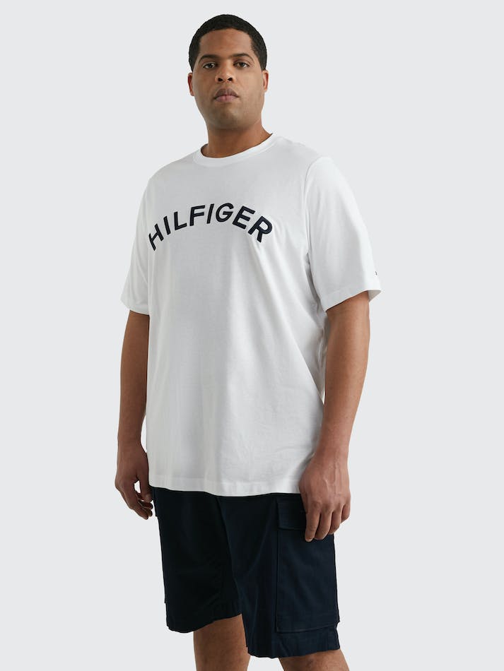 Tommy Hilfiger Plus Logo Embroidery Men's T Shirts White | nNd6rMUeQ5wc