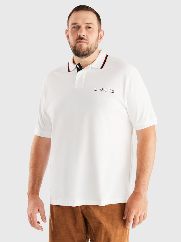 Tommy Hilfiger Plus Tipped Collar Regular Fit Men's Polo Shirts White | SGQCGJiDPpeP