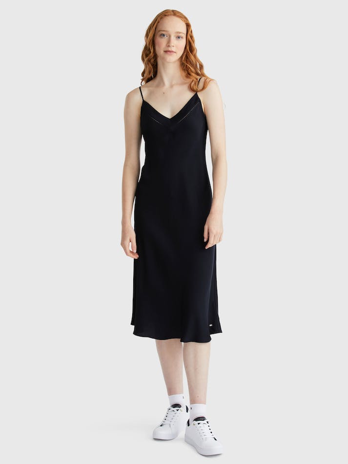 Tommy Hilfiger Satin Slip Knee Women's Dress Blue | Jdx8Jjx1JWTz