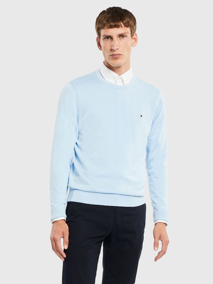 Tommy Hilfiger Signature Crew Neck Men's Sweater Iceberg | a1OeHa6ZLxOx