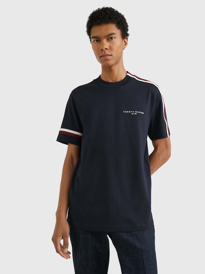 Tommy Hilfiger Signature Tape Men's T Shirts Blue | NZ6sPPIlckuz